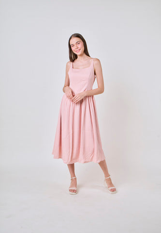 Mossimo Winslet Peach Square Neck Midi Dress w/ Adjustable Strap
