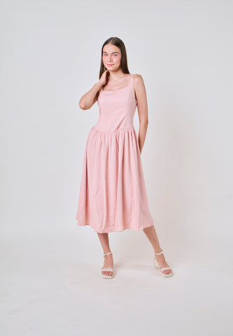 Mossimo Winslet Peach Square Neck Midi Dress w/ Adjustable Strap