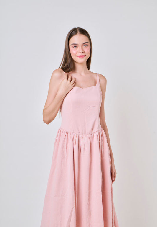 Mossimo Winslet Peach Square Neck Midi Dress w/ Adjustable Strap