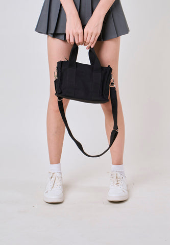 Mossimo Catherine Black Canvas Crossbody Bag