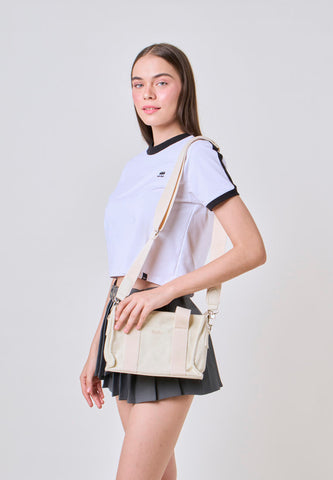 Mossimo Catherine Beige Canvas Crossbody Bag