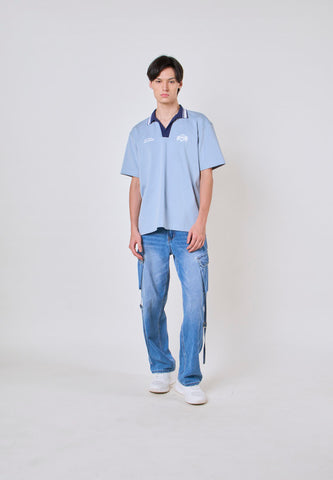 Mossimo Veylor Blue Modified Comfort Polo Shirt