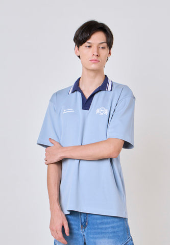 Mossimo Veylor Blue Modified Comfort Polo Shirt