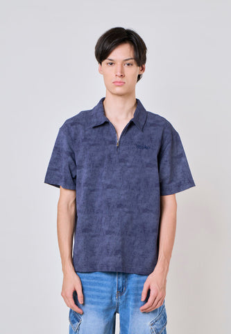Mossimo Levi Navy Blue Comfort Tie Dye Polo Shirt