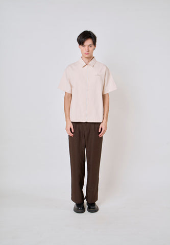 Mossimo Knox Sand Buttondown Boxy Woven Short Sleeves Top
