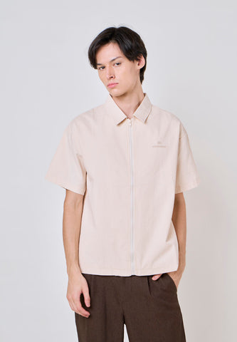 Mossimo Knox Sand Buttondown Boxy Woven Short Sleeves Top
