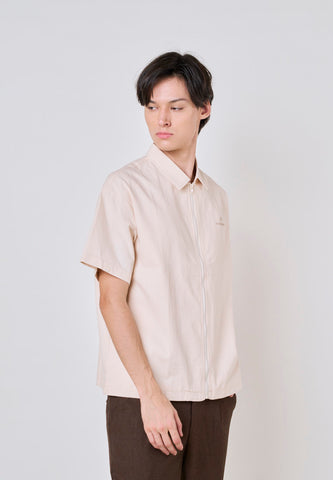 Mossimo Knox Sand Buttondown Boxy Woven Short Sleeves Top