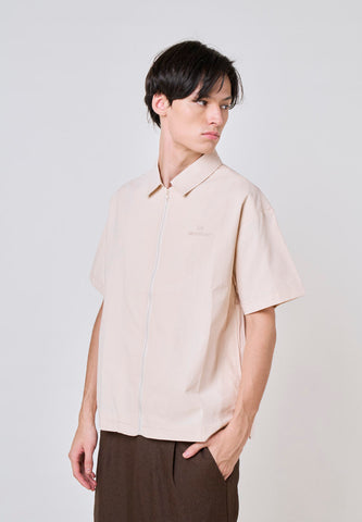 Mossimo Knox Sand Buttondown Boxy Woven Short Sleeves Top