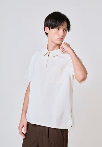 Mossimo Caleb White Polo Boxy Fit