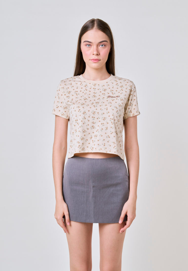 Mossimo Flavia Tapioca Floral Classic Cropped Fit Tee