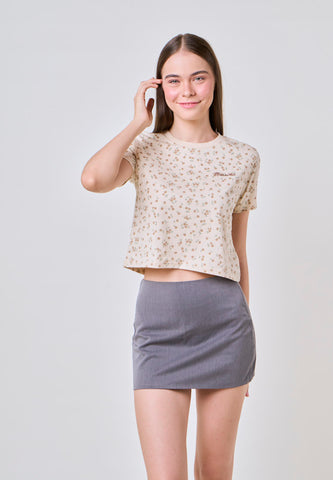 Mossimo Flavia Tapioca Floral Classic Cropped Fit Tee