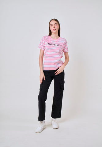 Mossimo Isabella Pink Stripes Classic Fit Tee