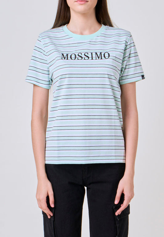 Mossimo Isabella Green Stripes Classic Fit Tee