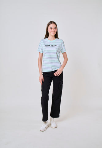 Mossimo Isabella Green Stripes Classic Fit Tee