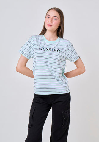 Mossimo Isabella Green Stripes Classic Fit Tee