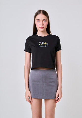 Mossimo Sasha Black Classic Crop Fit Tee
