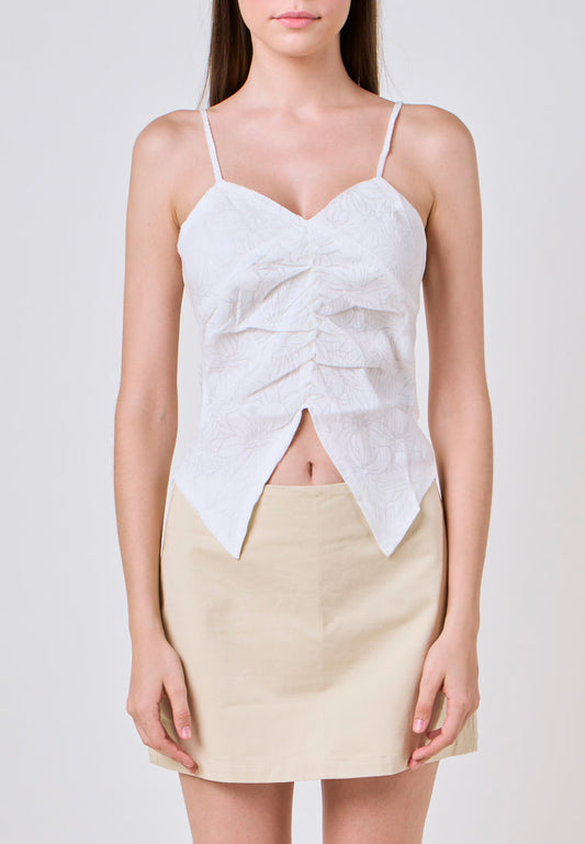 Mossimo Celestine Woven Lace Cami Top with Front Shirring Detail