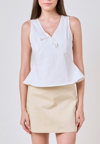 Mossimo Willow White V-Neck Linen Top w/ Lace
