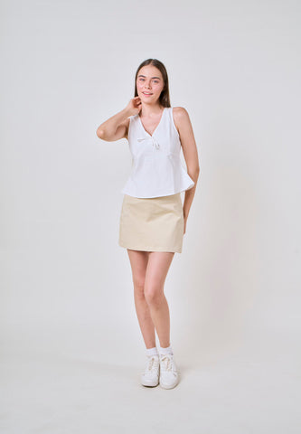 Mossimo Willow White V-Neck Linen Top w/ Lace