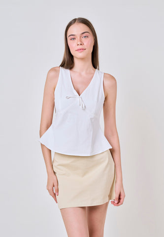 Mossimo Willow White V-Neck Linen Top w/ Lace