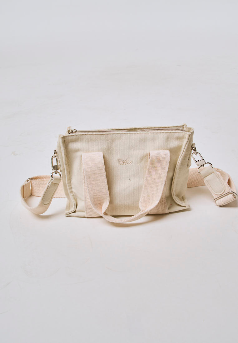 Mossimo Catherine Beige Canvas Crossbody Bag