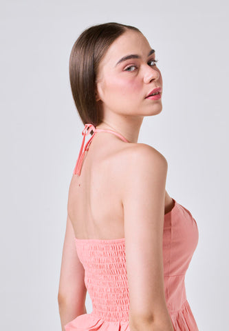 Ivy Orange Keyhole Drawstring Fashion Top