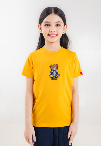 Mossimo Kids Unisex Mustard Mossybear Astronaut Graphic Tshirt