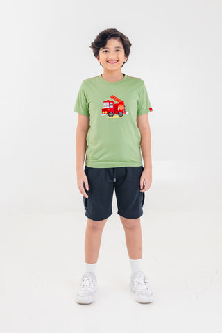 Mossimo Kids Boys' Light Green Fire Truck Graphic Tshirt