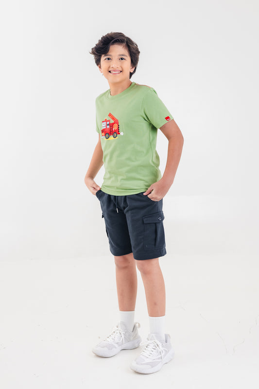 Mossimo Kids Boys' Light Green Fire Truck Graphic Tshirt
