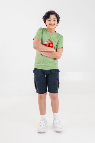 Mossimo Kids Boys' Light Green Fire Truck Graphic Tshirt