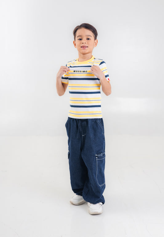 Mossimo Kids Boys' Yellow Multicolor Stripes Logo Tshirt