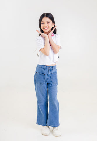 Mossimo Kids Girls Light Blue Flared Denim Jeans w/ Front Pocket