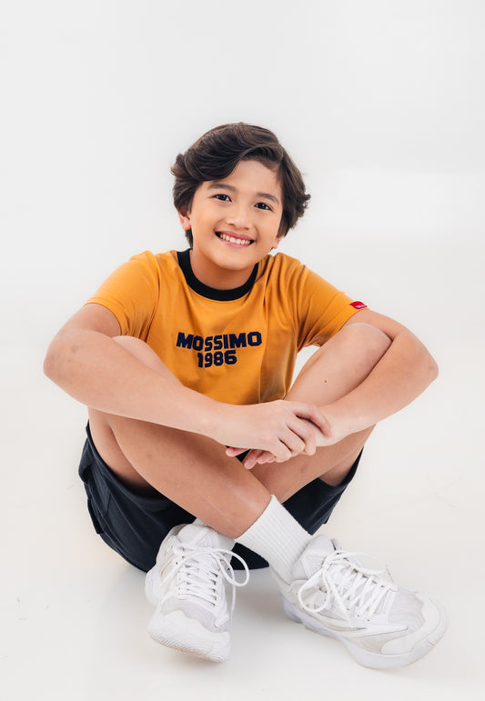 Mossimo Kids Boys' Mustard Ringer Deep Reflective Logo Basic Tshirt