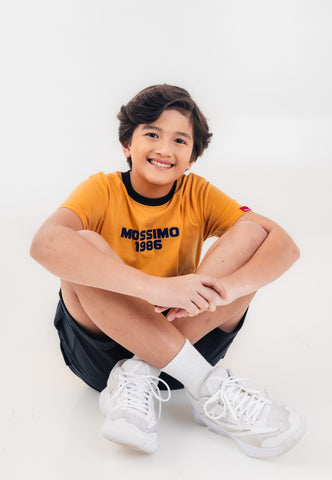 Mossimo Kids Boys' Mustard Ringer Deep Reflective Logo Basic Tshirt