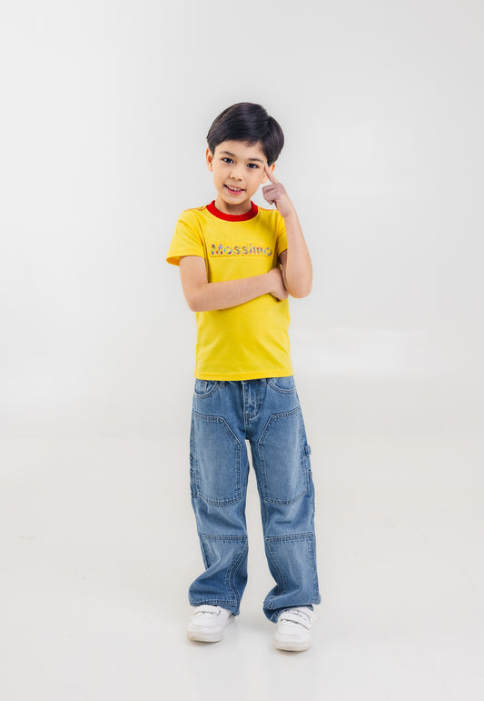 Mossimo Kids Boys Yellow Embossed Logo Basic Print