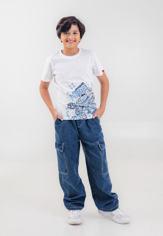 Mossimo Kids Boys' White Dino Cartoon Graphic Tshirt