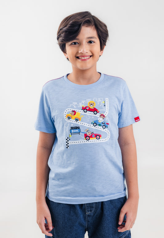 Mossimo Kids Boys Light Blue Racing Cart Print Basic Tshirt