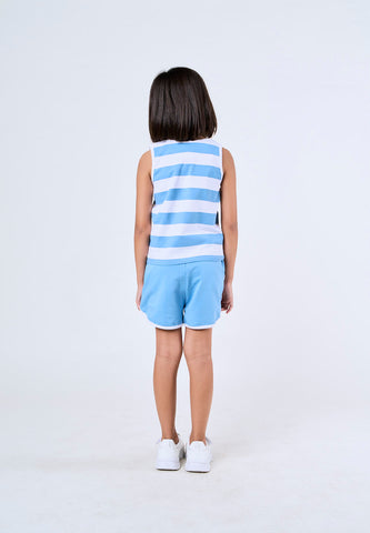 Mossimo Kids Delilah White Blue Stripes Top and Bermuda Shorts Set