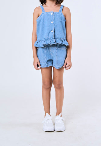 Mossimo Kids Sofia Light Blue Denim Top and Shorts Set