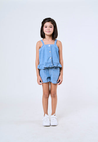 Mossimo Kids Sofia Light Blue Denim Top and Shorts Set