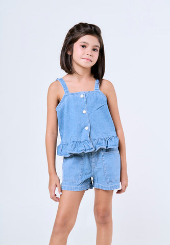 Mossimo Kids Sofia Light Blue Denim Top and Shorts Set