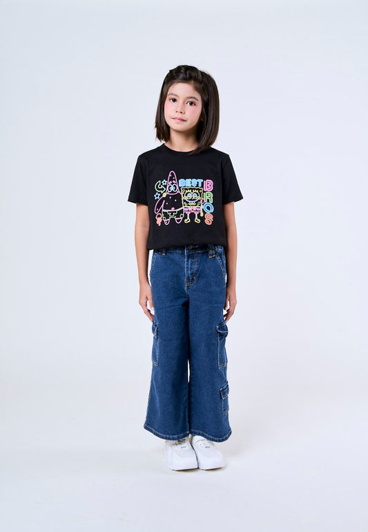 Mossimo Kids Iris Dark Blue Wide Leg Multi-Pocket Cargo Jeans