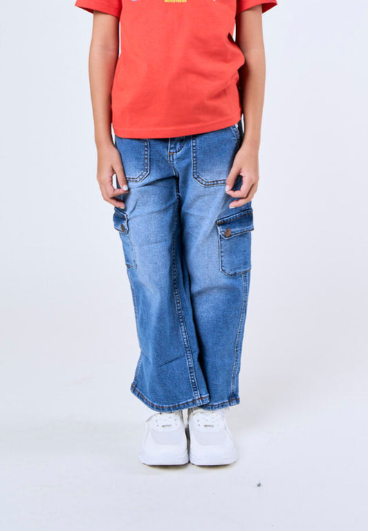 Mossimo Kids Angela Medium Blue Stretch Fit Cargo Jeans