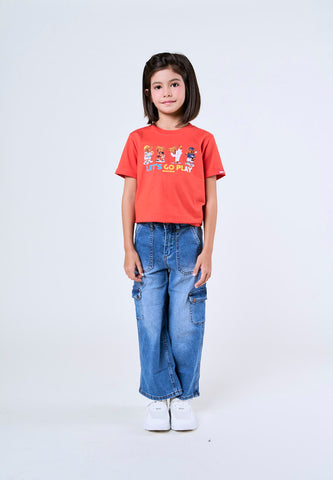 Mossimo Kids Angela Medium Blue Stretch Fit Cargo Jeans