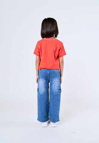 Mossimo Kids Angela Medium Blue Stretch Fit Cargo Jeans