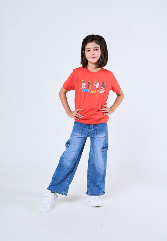 Mossimo Kids Angela Medium Blue Stretch Fit Cargo Jeans