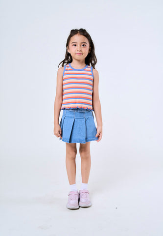 Mossimo Kids Liliana Light Blue Denim Pleated Box Skirt