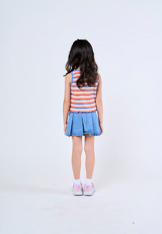 Mossimo Kids Liliana Light Blue Denim Pleated Box Skirt
