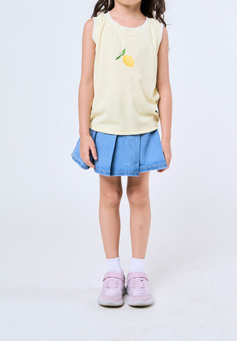 Mossimo Kids Alina Yellow Lemon Fruit Ribbed Top