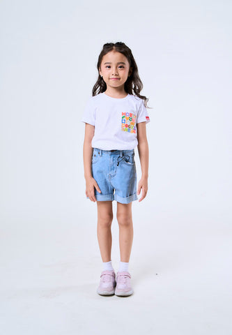 Mossimo Kids Girls Medium Blue Alissa Basic Five Pocket Mid Waist Shorts